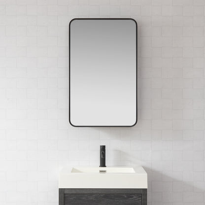Talayuela 20"W x 32"H Rectangular Aluminum Framed Medicine Cabinet in Brushed Black