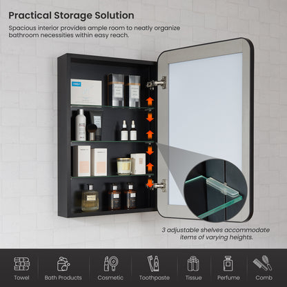 Talayuela 20"W x 32"H Rectangular Aluminum Framed Medicine Cabinet in Brushed Black