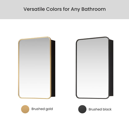 Talayuela 20"W x 32"H Rectangular Aluminum Framed Medicine Cabinet in Brushed Gold