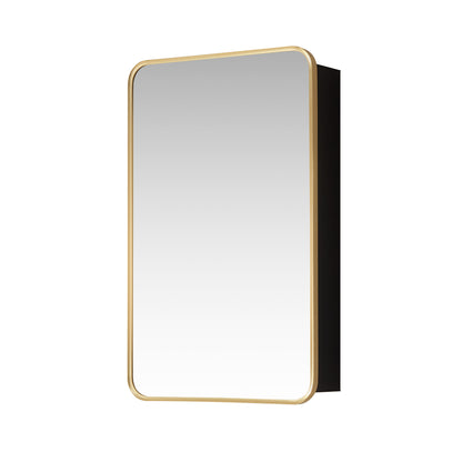 Talayuela 20"W x 32"H Rectangular Aluminum Framed Medicine Cabinet in Brushed Gold