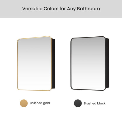 Talayuela 24"W x 32"H Rectangular Aluminum Framed Medicine Cabinet in Brushed Black