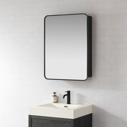 Talayuela 24"W x 32"H Rectangular Aluminum Framed Medicine Cabinet in Brushed Black