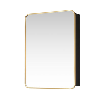 Talayuela 24"W x 32"H Rectangular Aluminum Framed Medicine Cabinet in Brushed Gold
