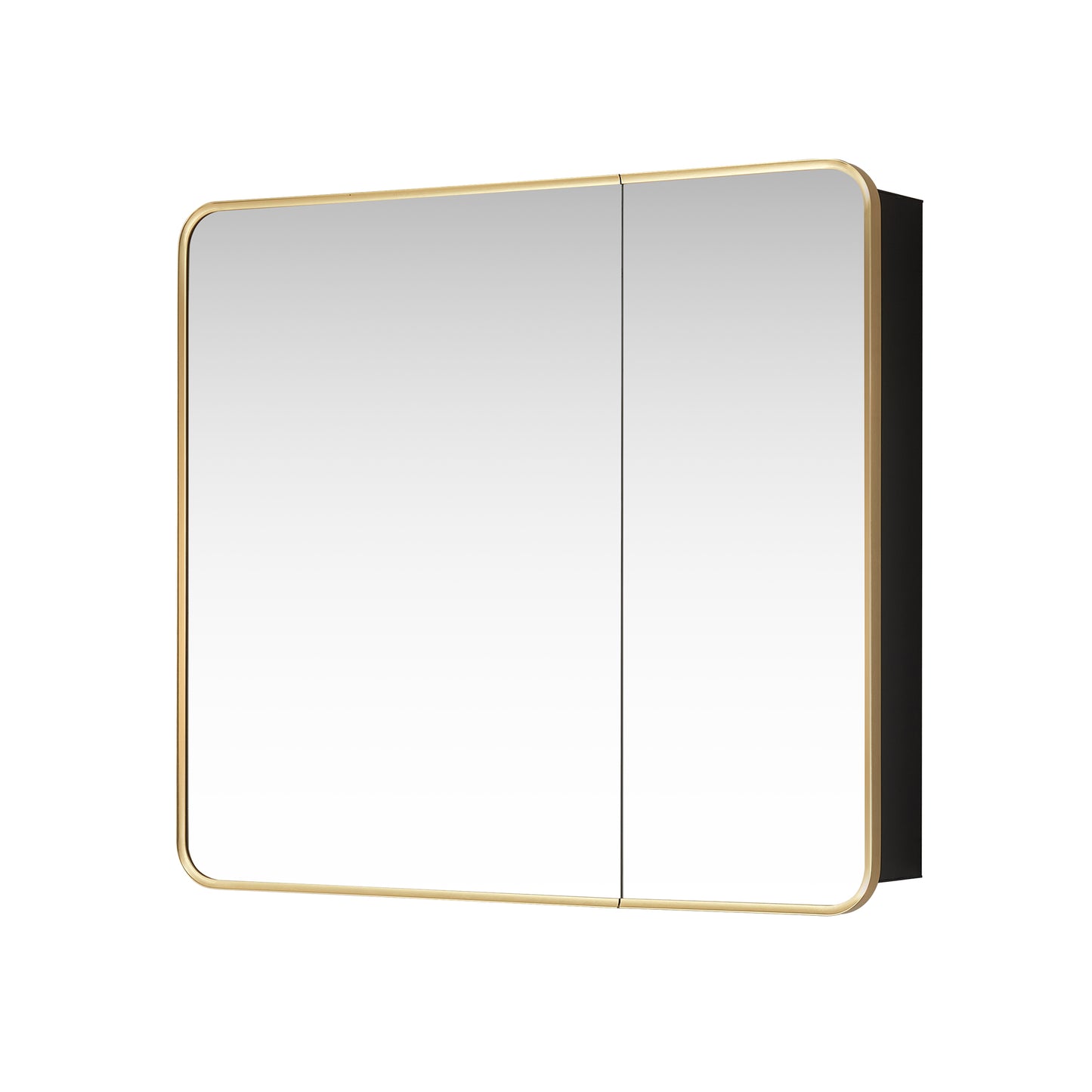 Talayuela 36"W x 32"H Rectangular Aluminum Framed Medicine Cabinet in Brushed Gold