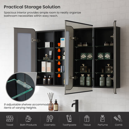 Talayuela 48"W x 32"H Rectangular Aluminum Framed Medicine Cabinet in Brushed Black