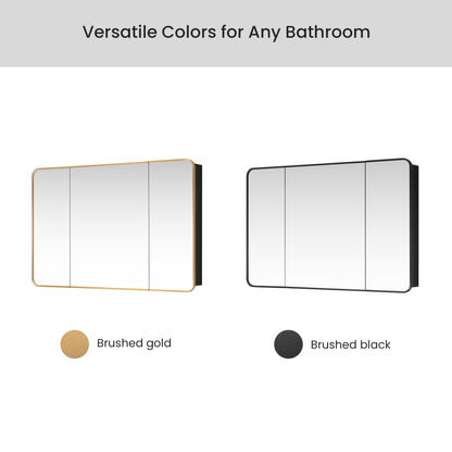 Talayuela 48"W x 32"H Rectangular Aluminum Framed Medicine Cabinet in Brushed Gold