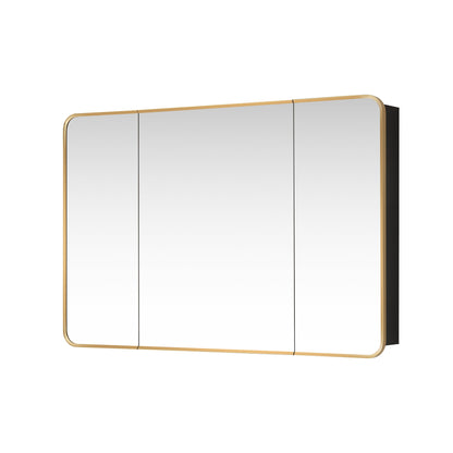 Talayuela 48"W x 32"H Rectangular Aluminum Framed Medicine Cabinet in Brushed Gold