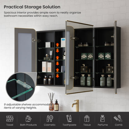 Talayuela 48"W x 32"H Rectangular Aluminum Framed Medicine Cabinet in Brushed Gold