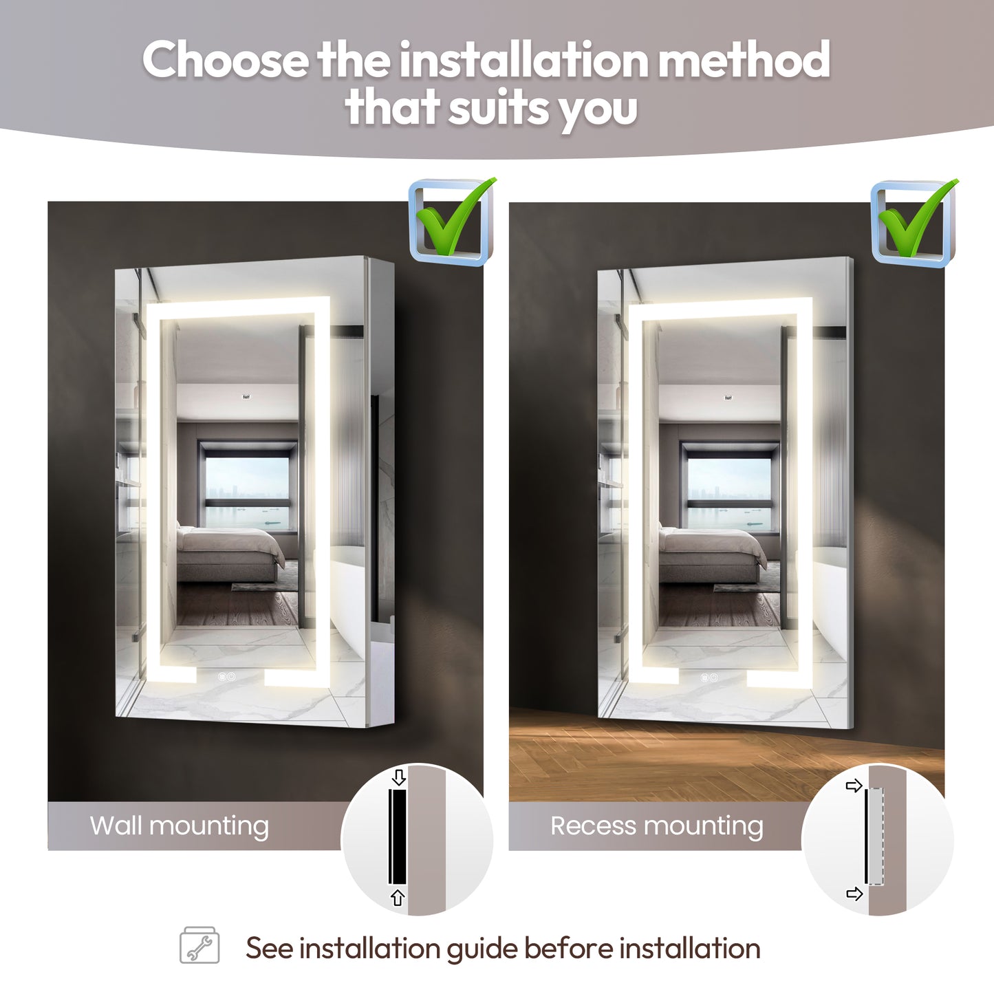 Santona 20" W x 32" H Rectangular Medicine Cabinet with Aluminum Frameless LED Mirror