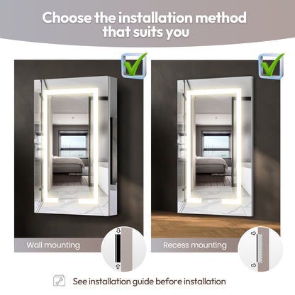 Santona 20" W x 32" H Rectangular Medicine Cabinet with Aluminum Frameless LED Mirror