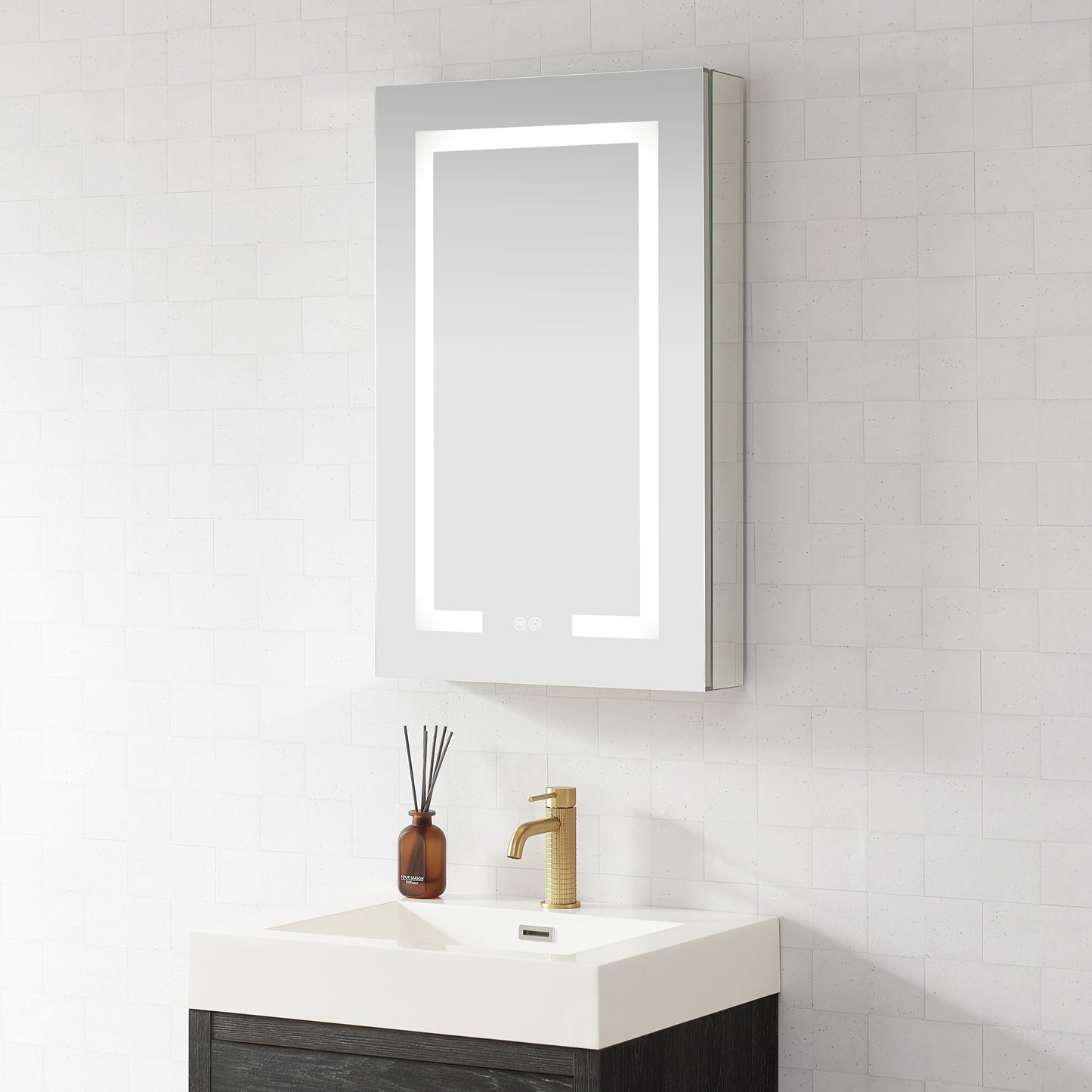 Santona 20" W x 32" H Rectangular Medicine Cabinet with Aluminum Frameless LED Mirror