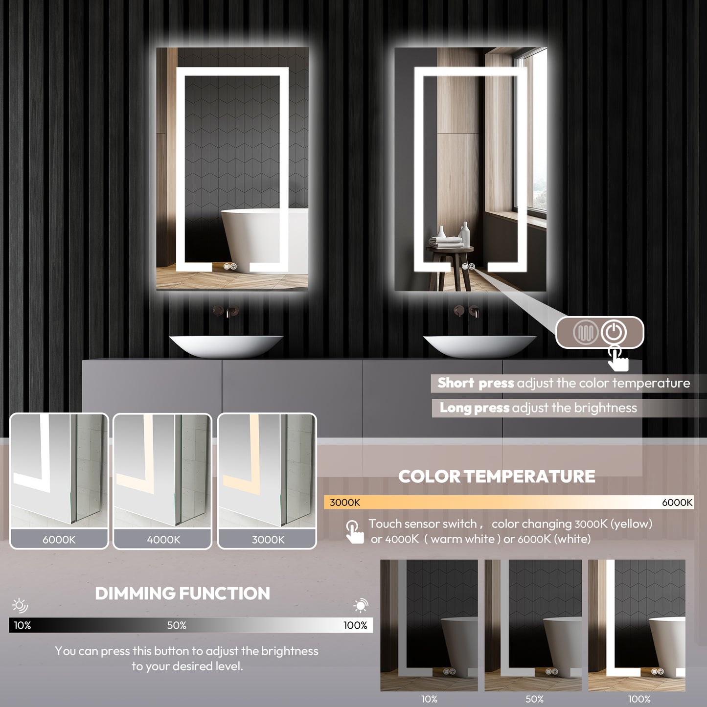 Santona 20" W x 32" H Rectangular Medicine Cabinet with Aluminum Frameless LED Mirror