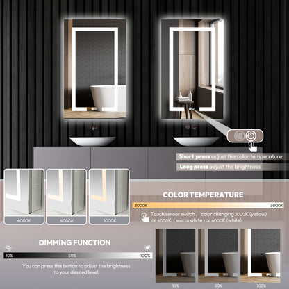 Santona 20" W x 32" H Rectangular Medicine Cabinet with Aluminum Frameless LED Mirror
