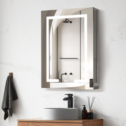 Santona 24" W x 32" H Rectangular Medicine Cabinet with Aluminum Frameless LED Mirror