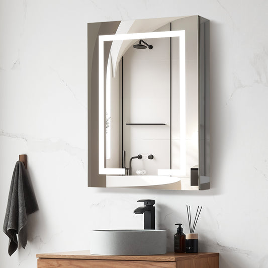 Santona 24" W x 32" H Rectangular Medicine Cabinet with Aluminum Frameless LED Mirror