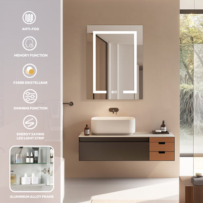 Santona 24" W x 32" H Rectangular Medicine Cabinet with Aluminum Frameless LED Mirror