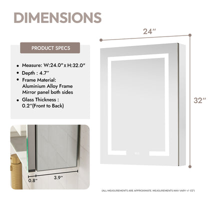 Santona 24" W x 32" H Rectangular Medicine Cabinet with Aluminum Frameless LED Mirror