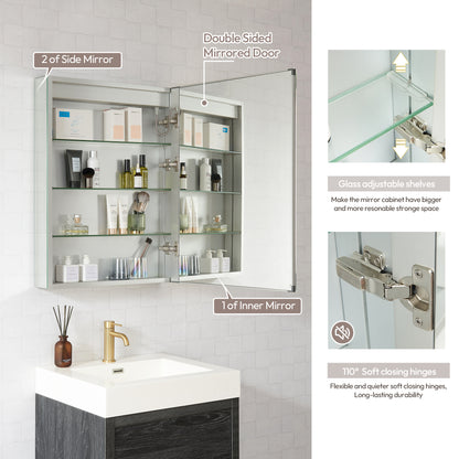 Santona 24" W x 32" H Rectangular Medicine Cabinet with Aluminum Frameless LED Mirror