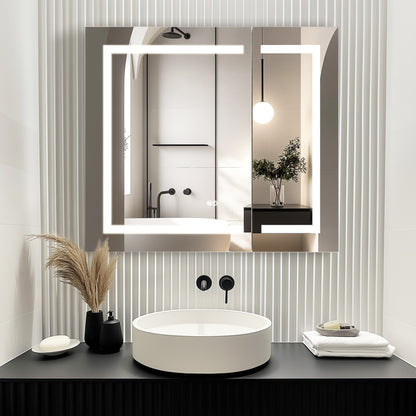 Santona 36" W x 32" H Rectangular Medicine Cabinet with Aluminum Frameless LED Mirror