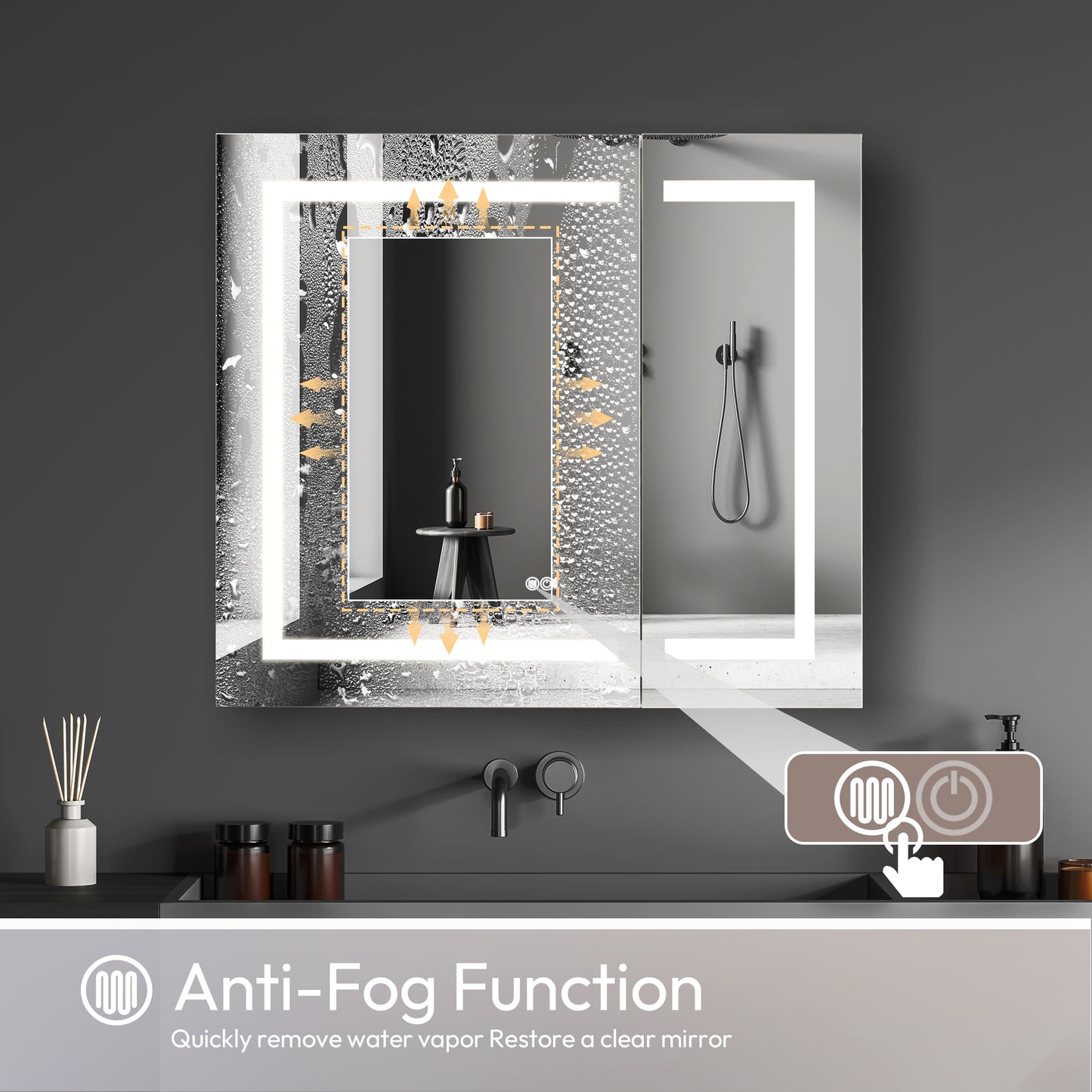 Santona 36" W x 32" H Rectangular Medicine Cabinet with Aluminum Frameless LED Mirror