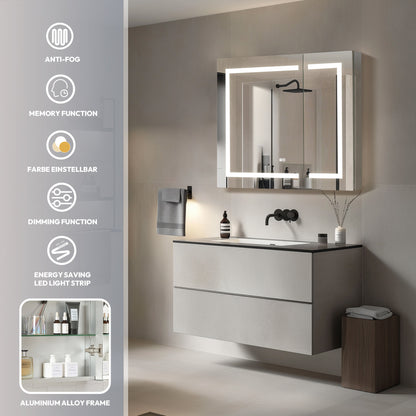 Santona 36" W x 32" H Rectangular Medicine Cabinet with Aluminum Frameless LED Mirror