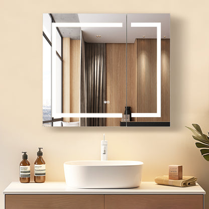 Santona 36" W x 32" H Rectangular Medicine Cabinet with Aluminum Frameless LED Mirror