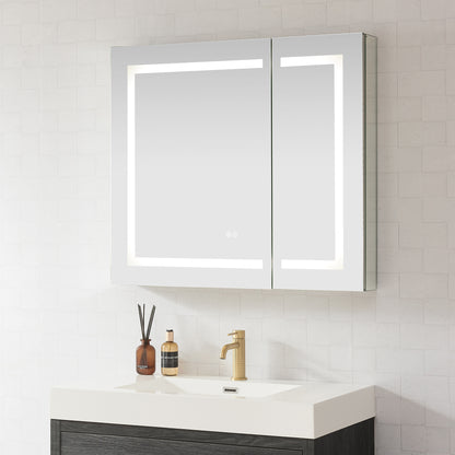 Santona 36" W x 32" H Rectangular Medicine Cabinet with Aluminum Frameless LED Mirror