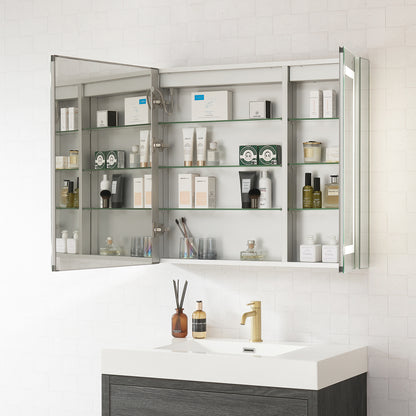 Santona 36" W x 32" H Rectangular Medicine Cabinet with Aluminum Frameless LED Mirror