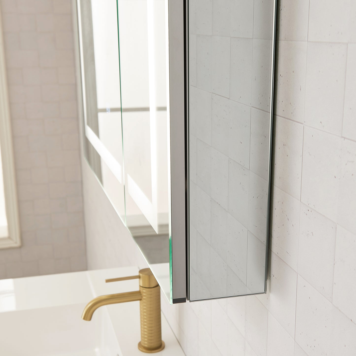 Santona 36" W x 32" H Rectangular Medicine Cabinet with Aluminum Frameless LED Mirror
