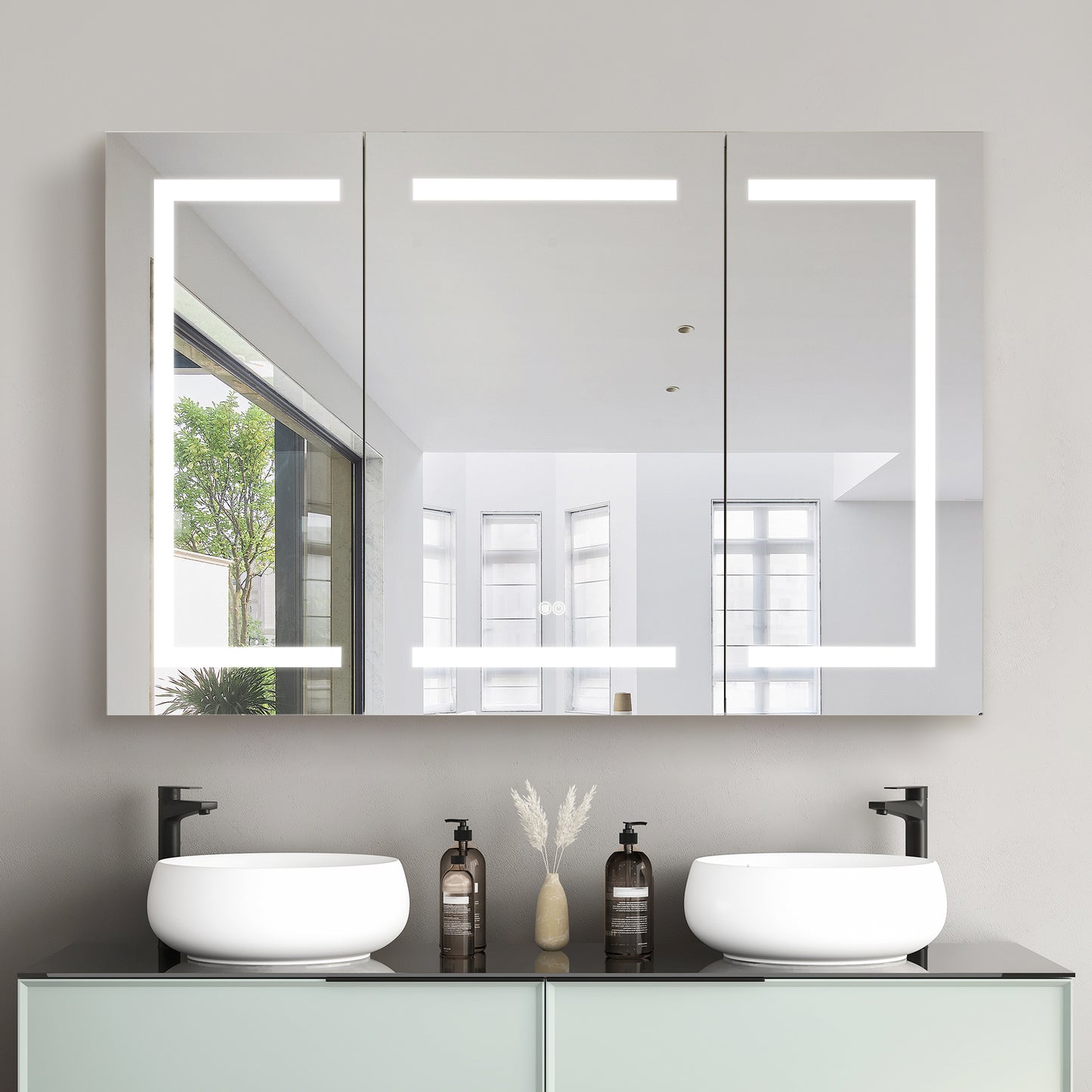 Santona 48" W x 32" H Rectangular Medicine Cabinet with Aluminum Frameless LED Mirror