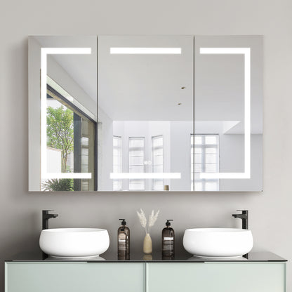 Santona 48" W x 32" H Rectangular Medicine Cabinet with Aluminum Frameless LED Mirror