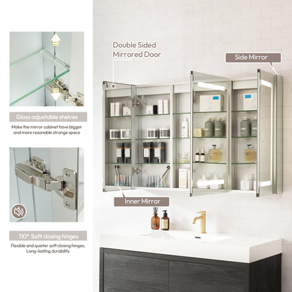 Santona 48" W x 32" H Rectangular Medicine Cabinet with Aluminum Frameless LED Mirror