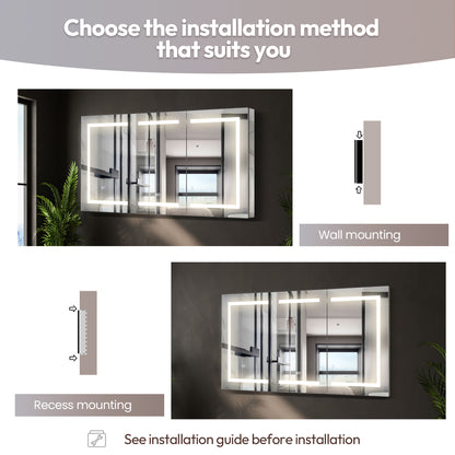 Santona 60" W x 32" H Rectangular Medicine Cabinet with Aluminum Frameless LED Mirror