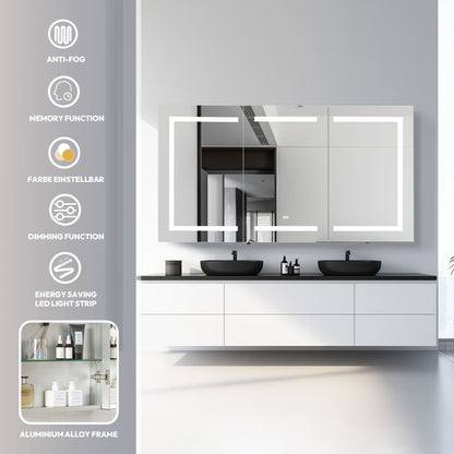 Santona 60" W x 32" H Rectangular Medicine Cabinet with Aluminum Frameless LED Mirror