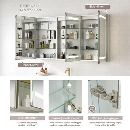 Santona 60" W x 32" H Rectangular Medicine Cabinet with Aluminum Frameless LED Mirror