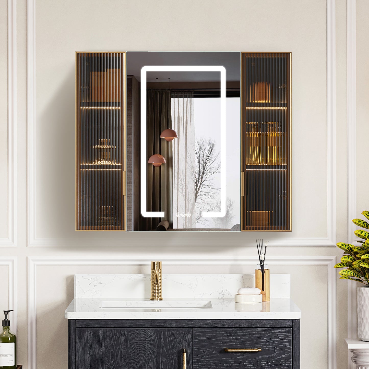 Cervia 35" W x 29.5" H Rectangular Medicine Cabinet with Aluminum Frameless LED Mirror