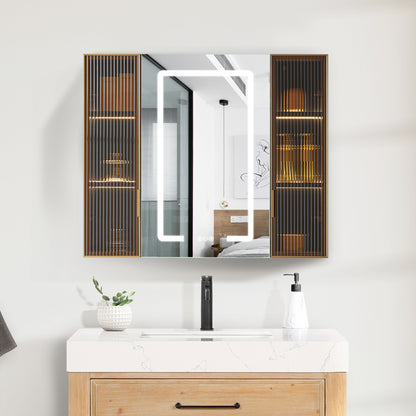 Cervia 35" W x 29.5" H Rectangular Medicine Cabinet with Aluminum Frameless LED Mirror