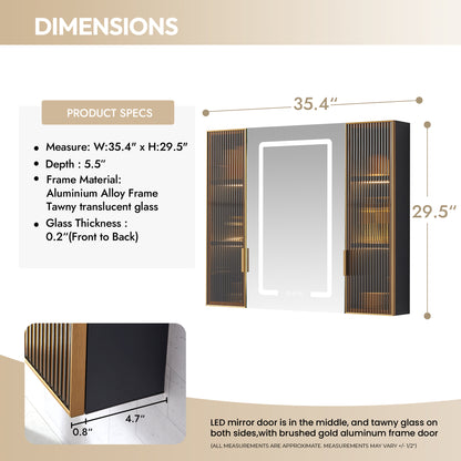 Cervia 35" W x 29.5" H Rectangular Medicine Cabinet with Aluminum Frameless LED Mirror