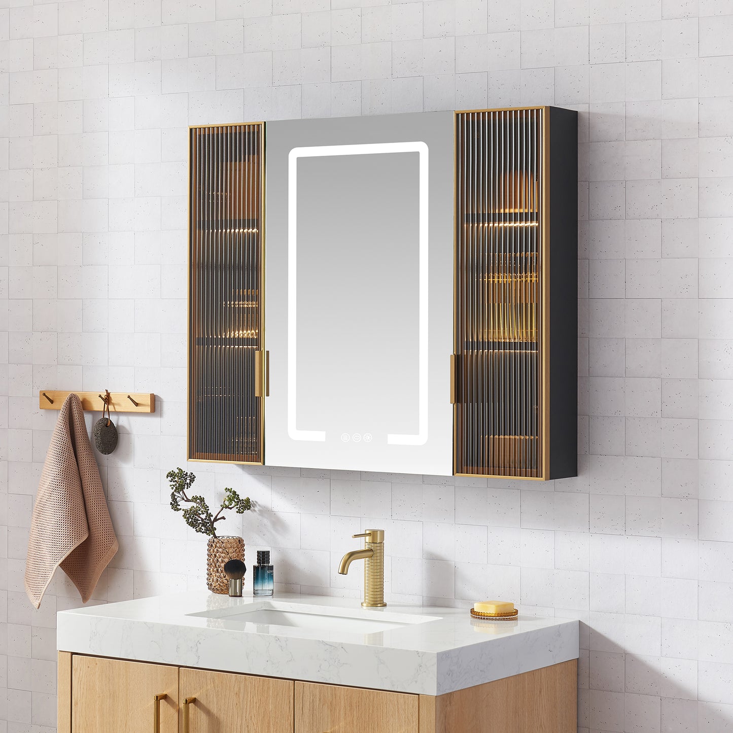 Cervia 35" W x 29.5" H Rectangular Medicine Cabinet with Aluminum Frameless LED Mirror