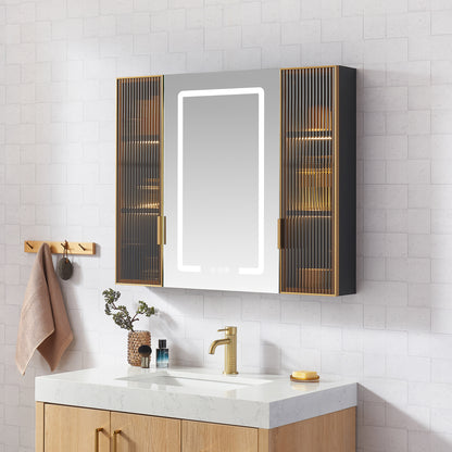 Cervia 35" W x 29.5" H Rectangular Medicine Cabinet with Aluminum Frameless LED Mirror