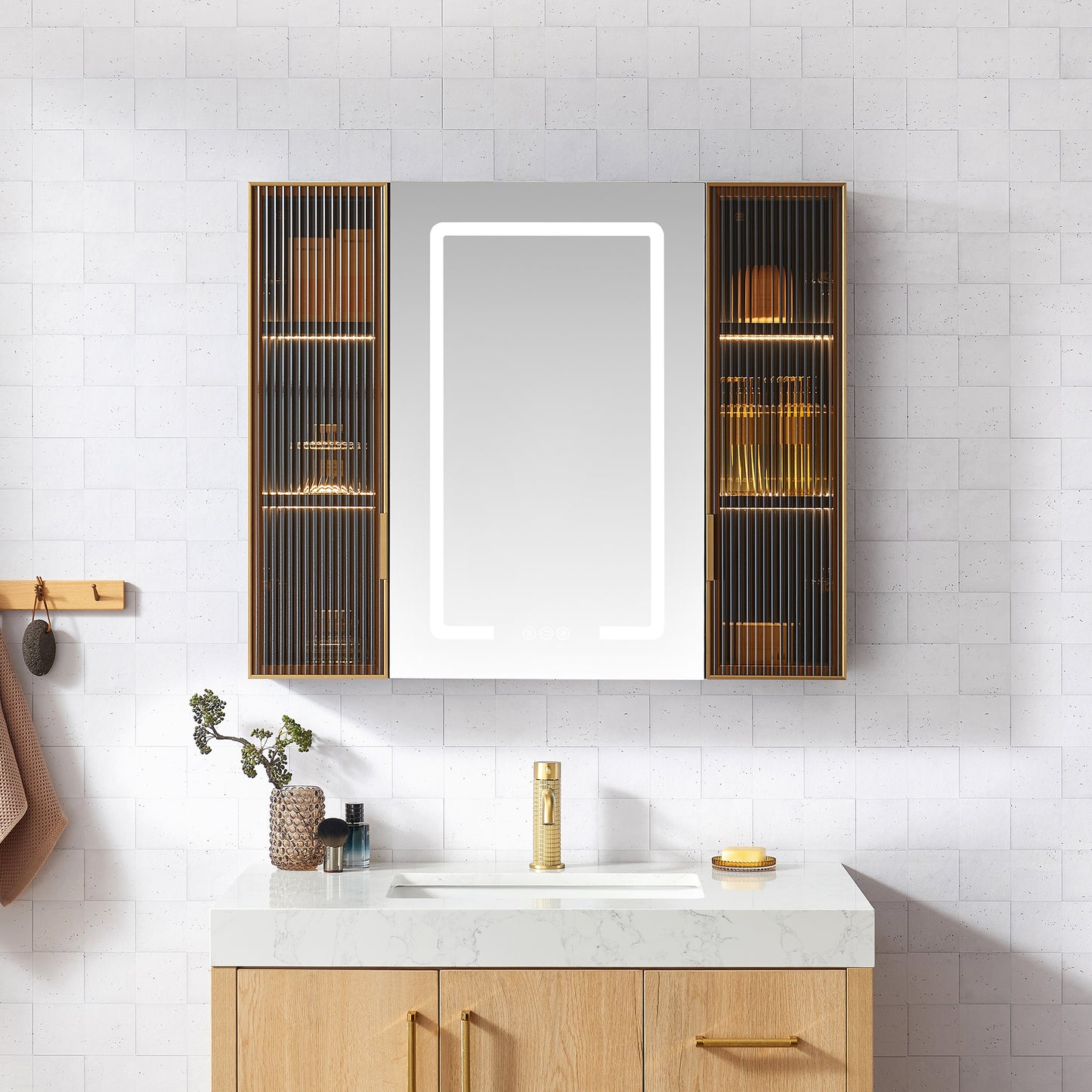Cervia 35" W x 29.5" H Rectangular Medicine Cabinet with Aluminum Frameless LED Mirror