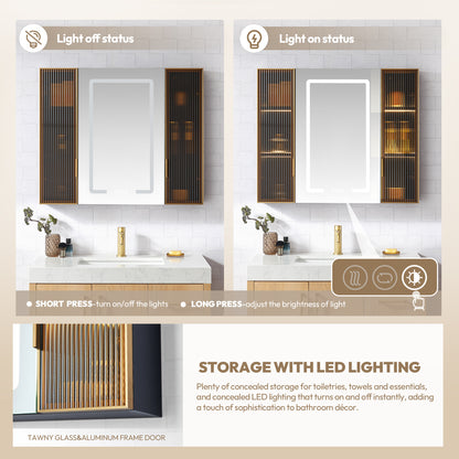 Cervia 35" W x 29.5" H Rectangular Medicine Cabinet with Aluminum Frameless LED Mirror