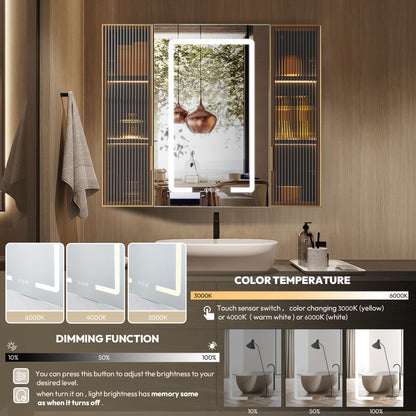 Cervia 35" W x 29.5" H Rectangular Medicine Cabinet with Aluminum Frameless LED Mirror