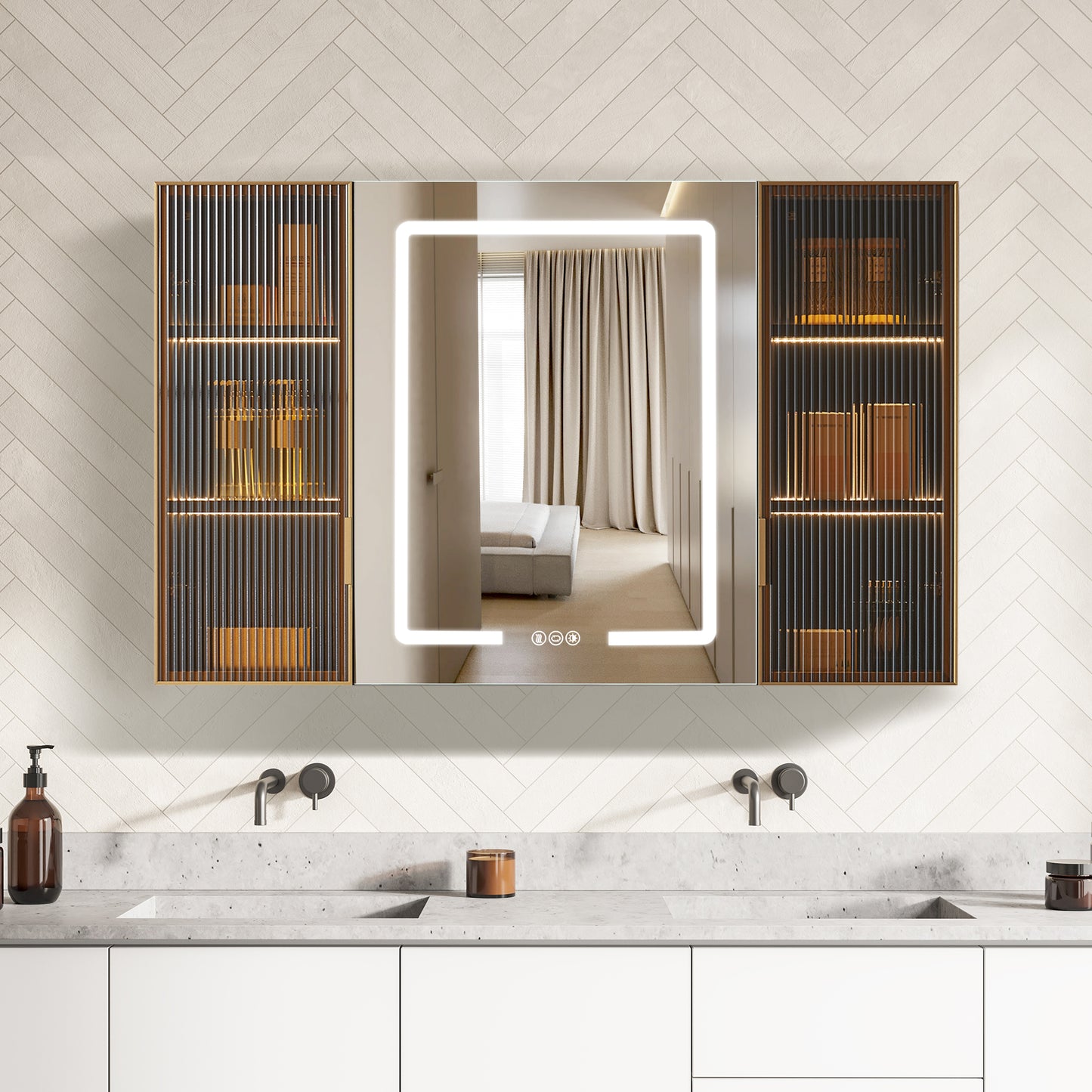 Cervia 47.2" W x 29.5" H Rectangular Medicine Cabinet with Aluminum Frameless LED Mirror