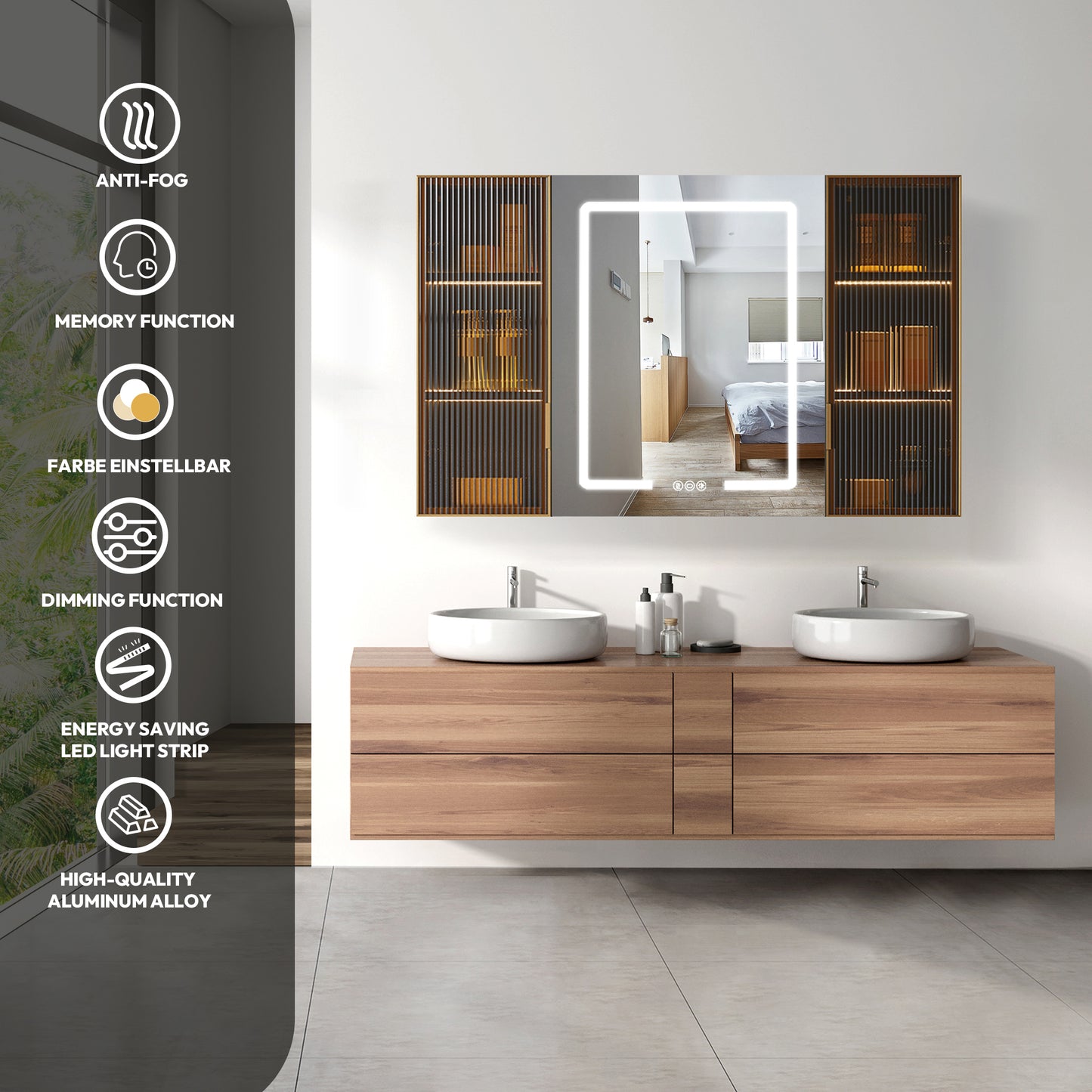Cervia 47.2" W x 29.5" H Rectangular Medicine Cabinet with Aluminum Frameless LED Mirror