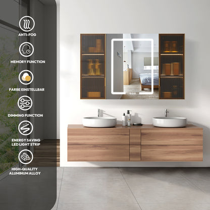Cervia 47.2" W x 29.5" H Rectangular Medicine Cabinet with Aluminum Frameless LED Mirror