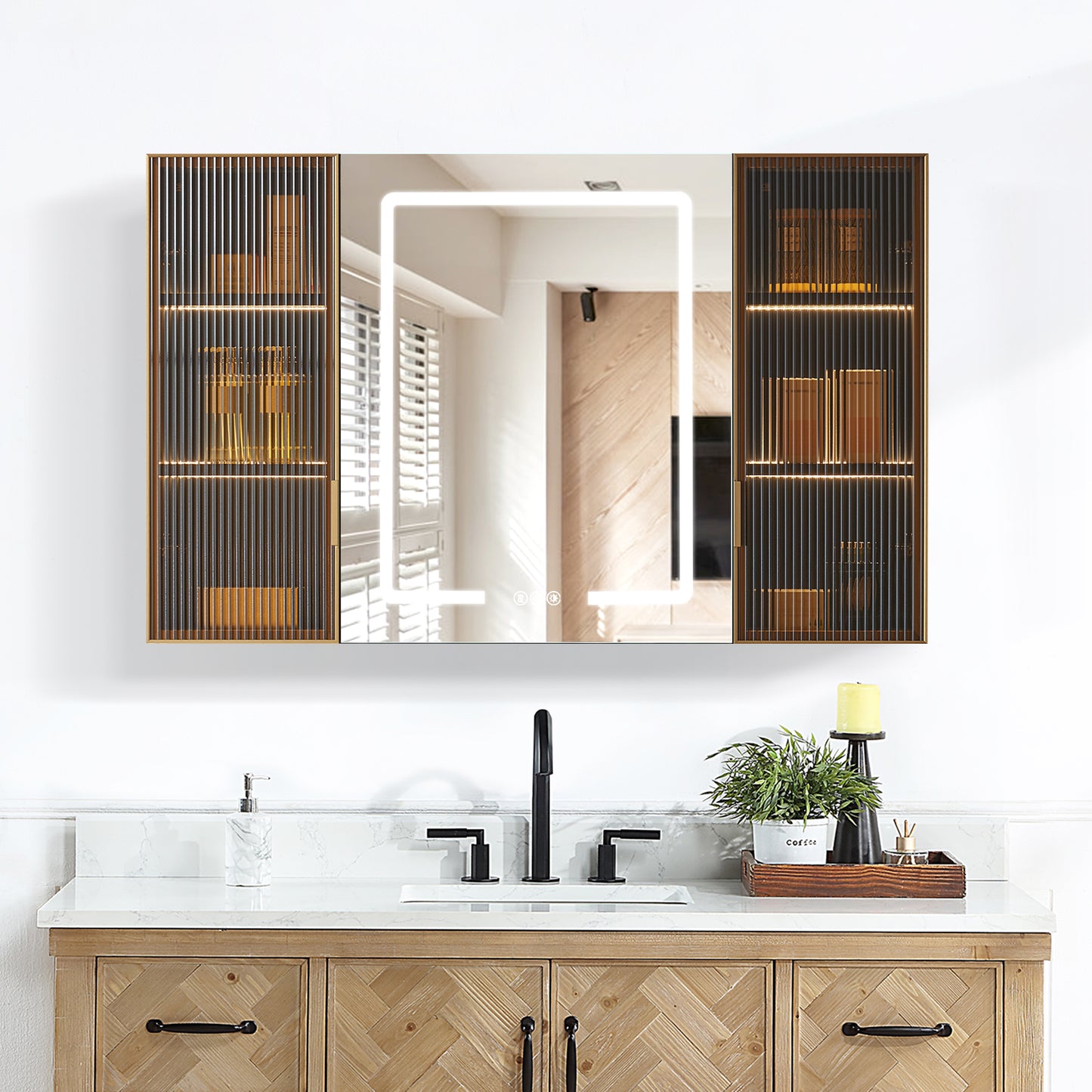 Cervia 47.2" W x 29.5" H Rectangular Medicine Cabinet with Aluminum Frameless LED Mirror