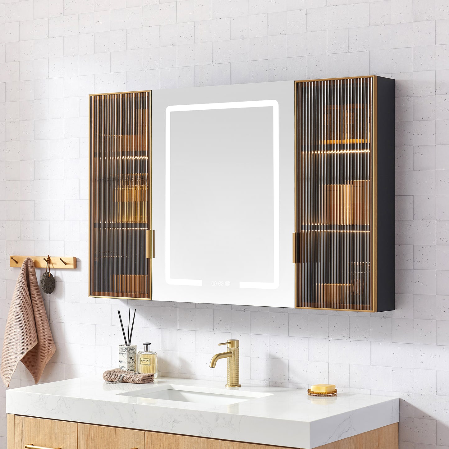 Cervia 47.2" W x 29.5" H Rectangular Medicine Cabinet with Aluminum Frameless LED Mirror