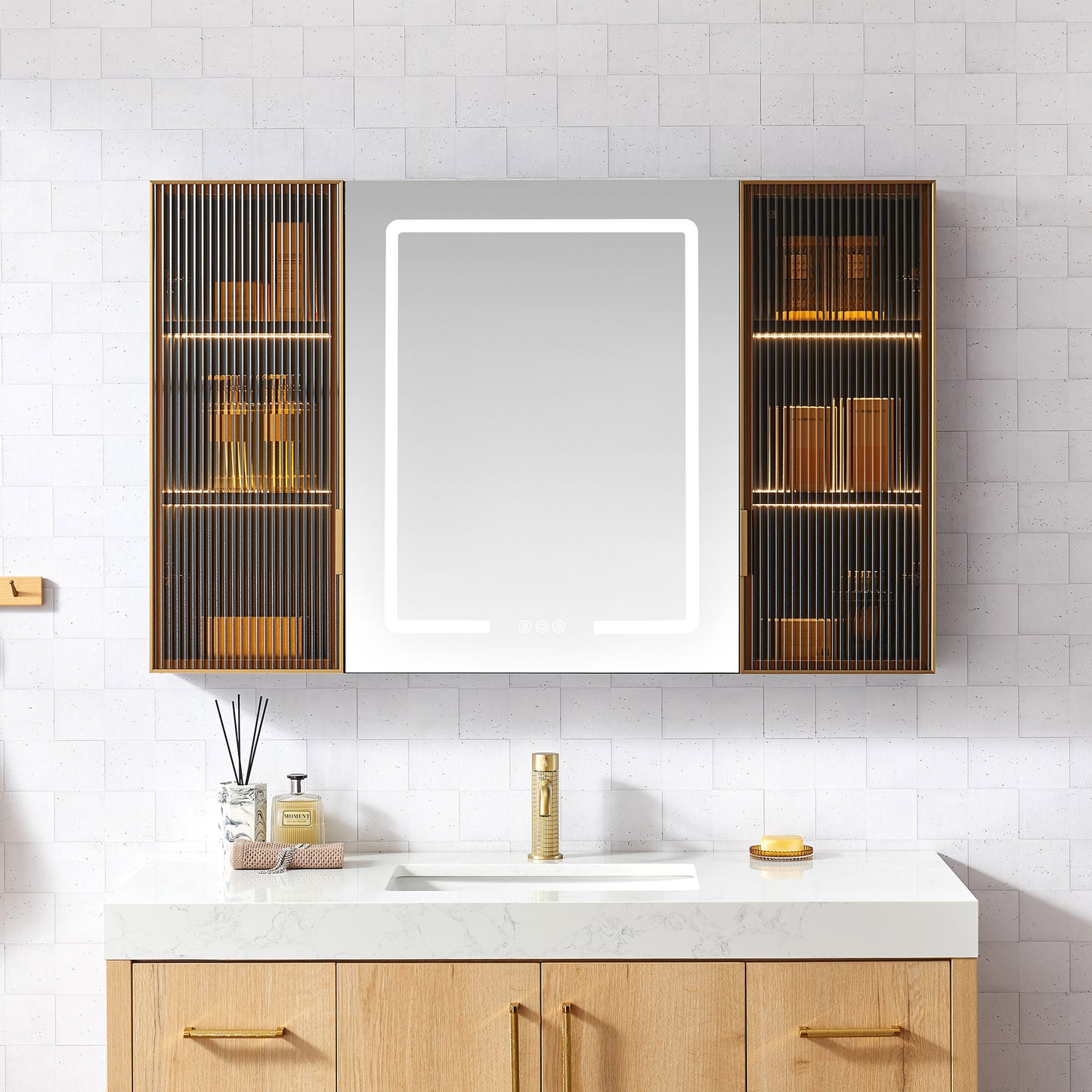 Cervia 47.2" W x 29.5" H Rectangular Medicine Cabinet with Aluminum Frameless LED Mirror