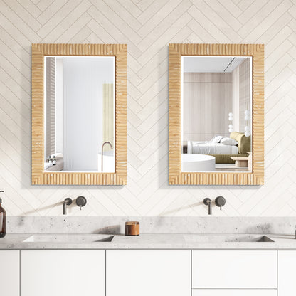 Osaka 24" W x 35.8" H Rectangle Wood Framed Wall Mount Bathroom Vanity Art Mirror in Washed Ash Grey